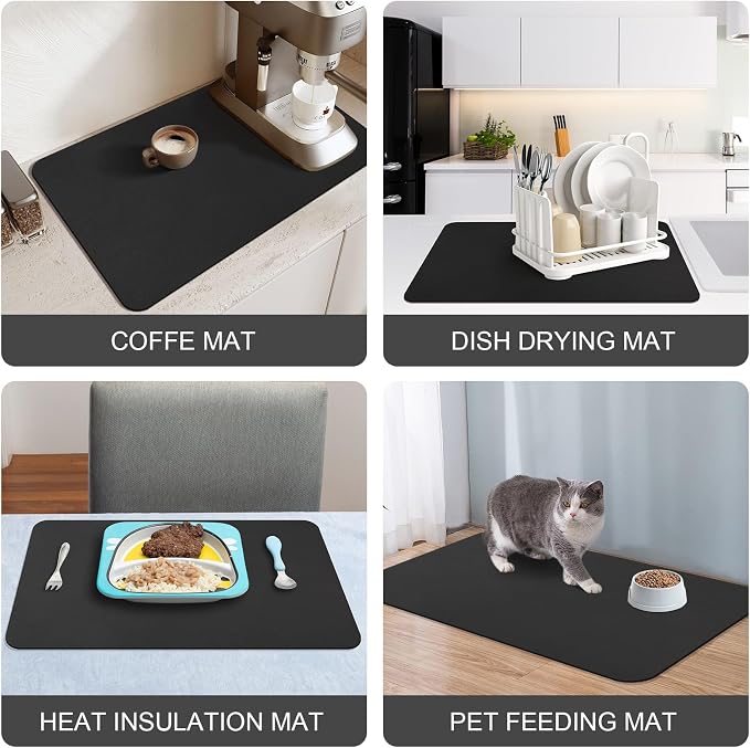 Dish Drying Mat for Kitchen Counter | Non-Slip Rubber