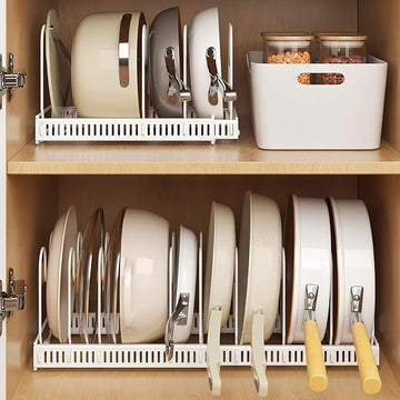 Expandable Pans Organiser Rack | 10 Adjustable Dividers
