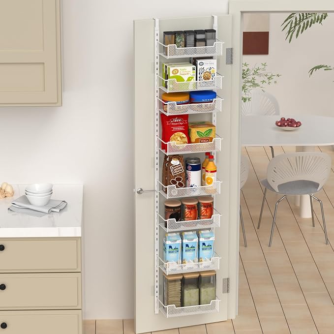 8-Tier Over Door Pantry Organizer | Adjustable Baskets