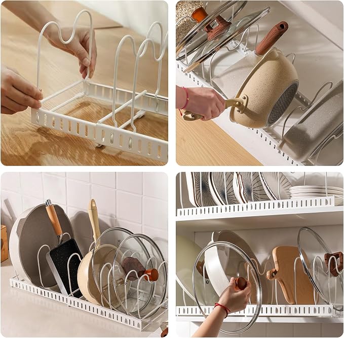 Expandable Pans Organiser Rack | 10 Adjustable Dividers